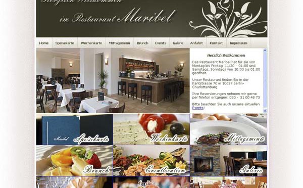 2008 Webdesign der Seite www.restaurant-maribel.de