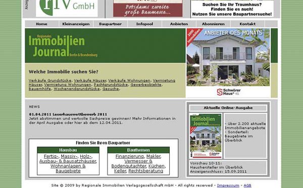 2006 Webdesign der Seite Immobilien-Journal.de