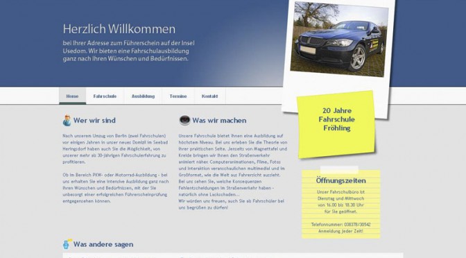 2010 Webdesign der Seite www.froehlings-fahrschule.de