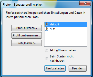 Firefox – mit verschiedenen Profilen schneller surfen